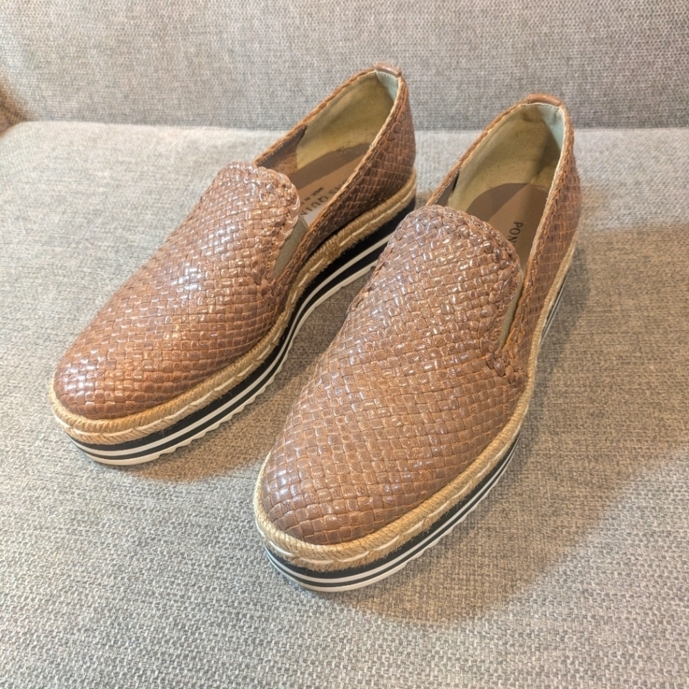 Pons Quintana Woven Leather Platform Loafer size EU 38 US 8